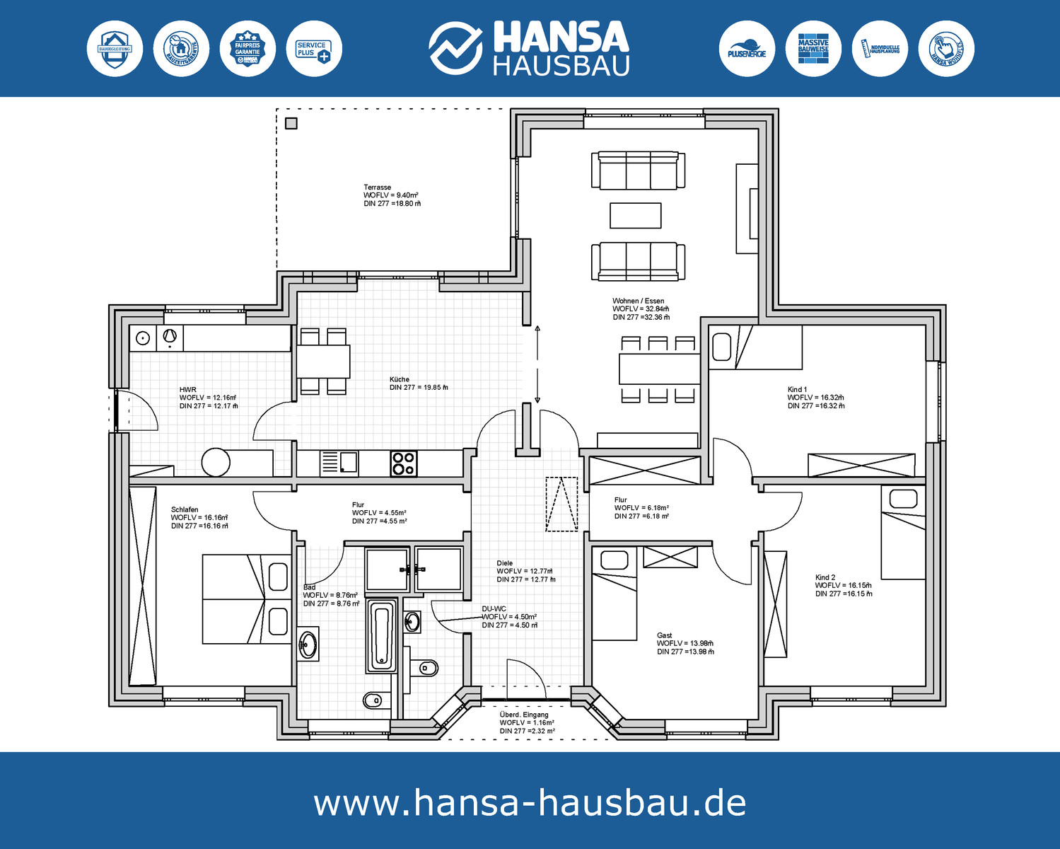 Hansa Hausbau Bungalow Winkelbungalow 175 M2 05 Grundriss