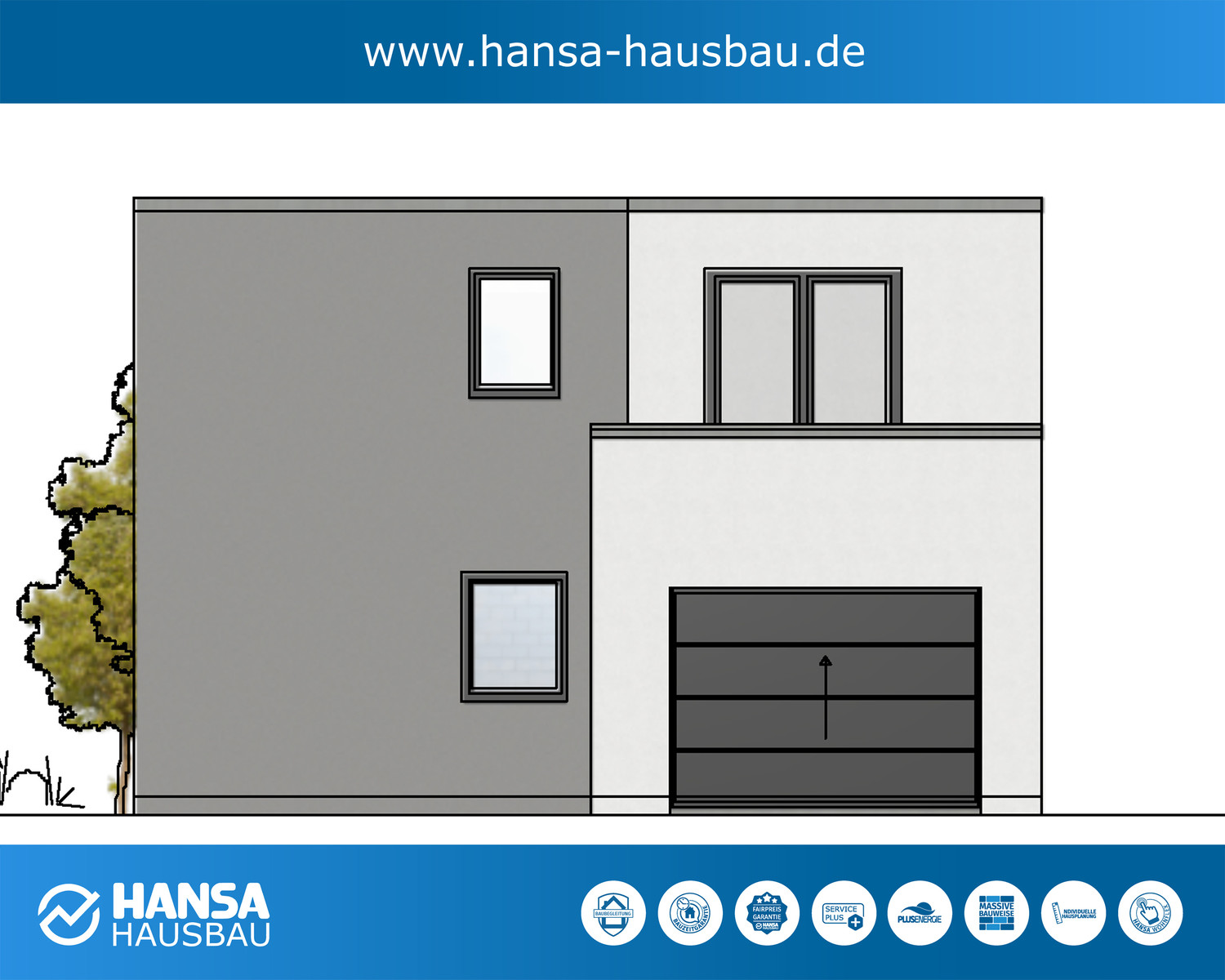 Hansa Hausbau Neubau Doppelhaus Flachdach